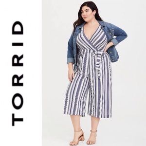 Torrid Striped Culotte Jumpsuit